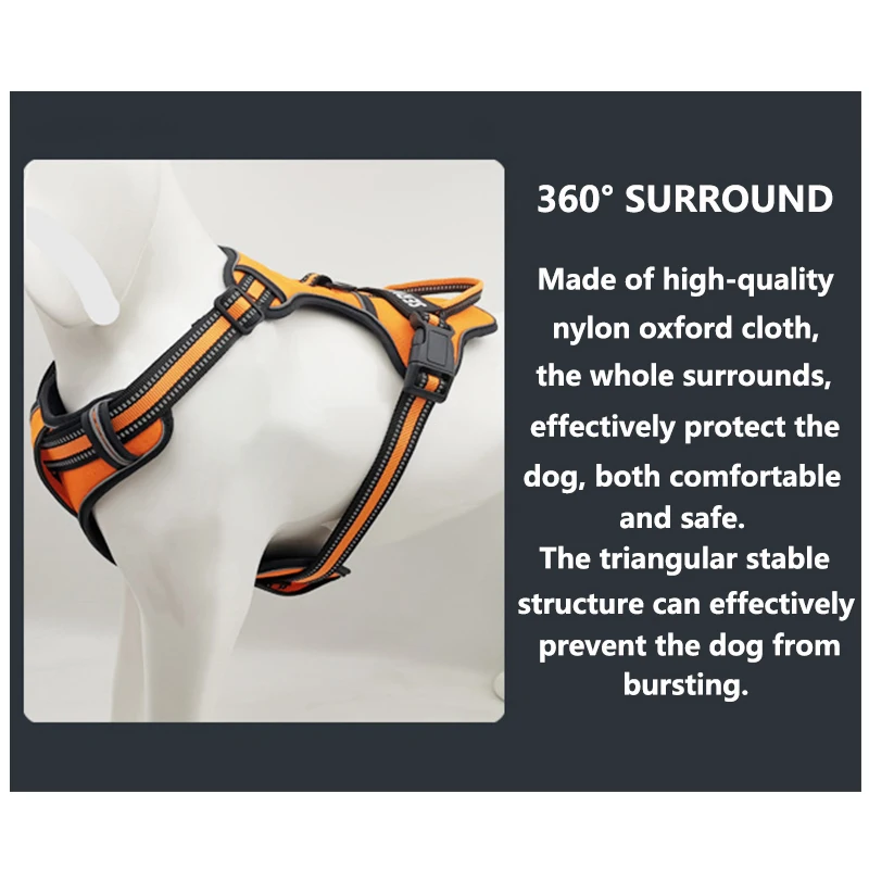 New Reflective Dog Harness Leash Adjustable Mesh Pet Collar Chest Strap Leash Harnesses With Traction Rope Pet Accessories