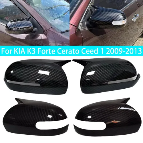 Para KIA K3 Forte Cerato Ceed 1 2009-2013 cubierta de espejo retrovisor lateral de coche tapa de ala pegatina Exterior funda de puerta embellecedora de fibra de carbono