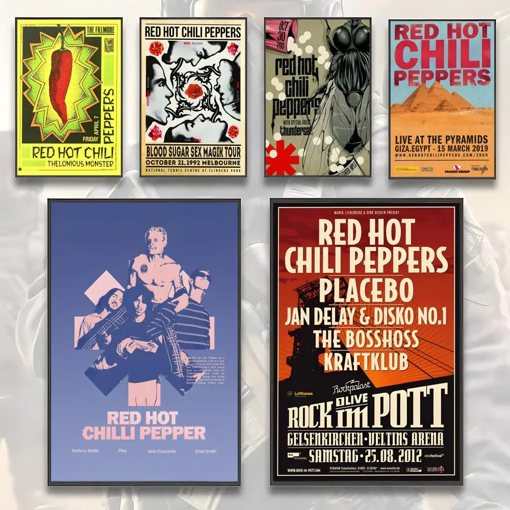 Póster de la banda Pop R-Red Hot Chili Peppers, decoración estética para el hogar, dormitorio, bar, pasillo, arte de pared adhesivo, impresión estética
