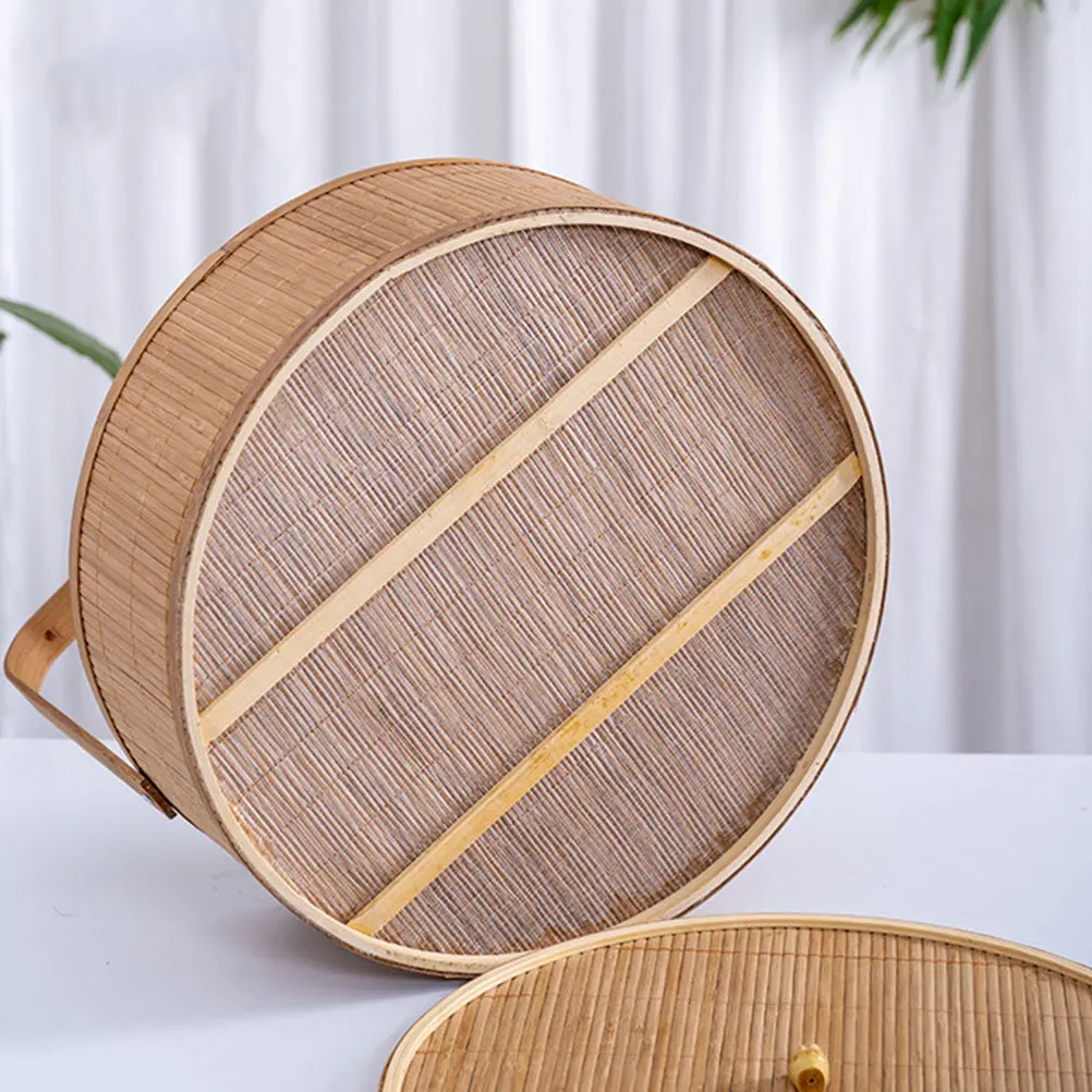 

Vintage Woven Bamboo Basket with Handle Ideal for Picnic Trips and Kitchen Storage Fruit Organizer Picnic Basket