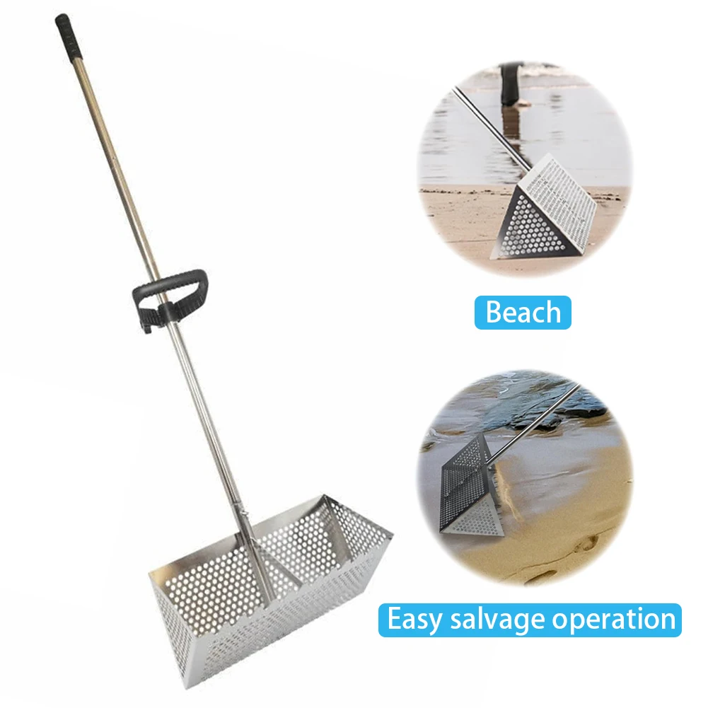 Stainless Steel Sand Screen Collapsible Beach Shark Tooth Screen Beach Sand Scoop Shovel Shell Shovel Sand Sieve Seafood Tool