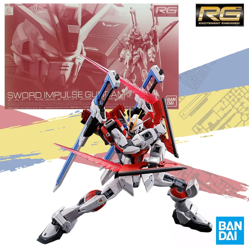 Bandai Original RG 1/144 Mobile Suit SWORD IMPULSE GUNDAM SUIT Anime Action Figure Assembly Model Kit Toy Gift for Childern Kid