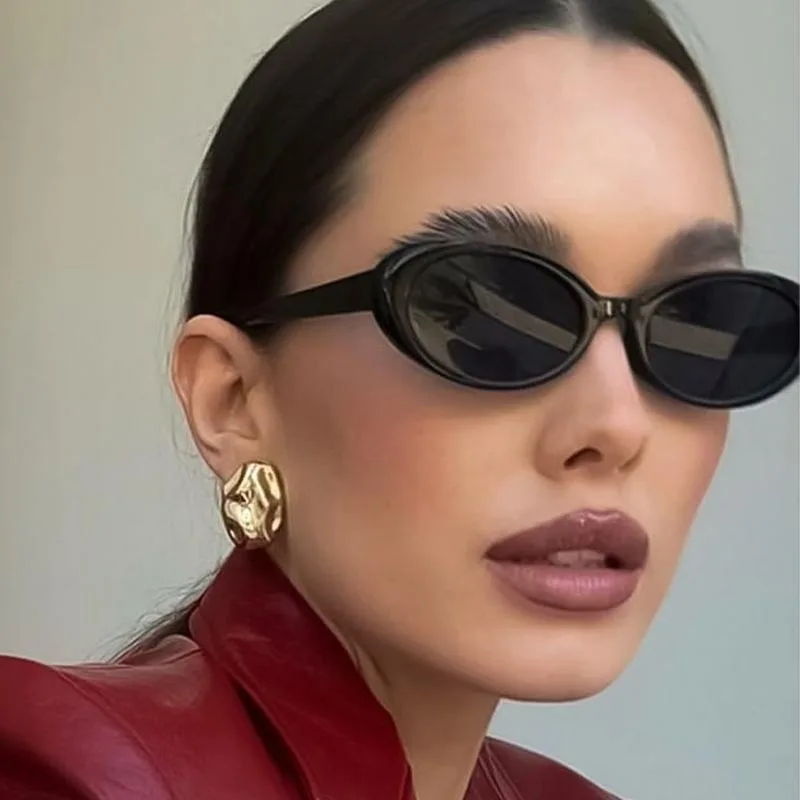 Small Oval Sunglasses for Women's Vintage Design Sun Glasses Shades Female Sexy Retro Punk Men Sunglass Outdoor Trendy Eyewear image 2