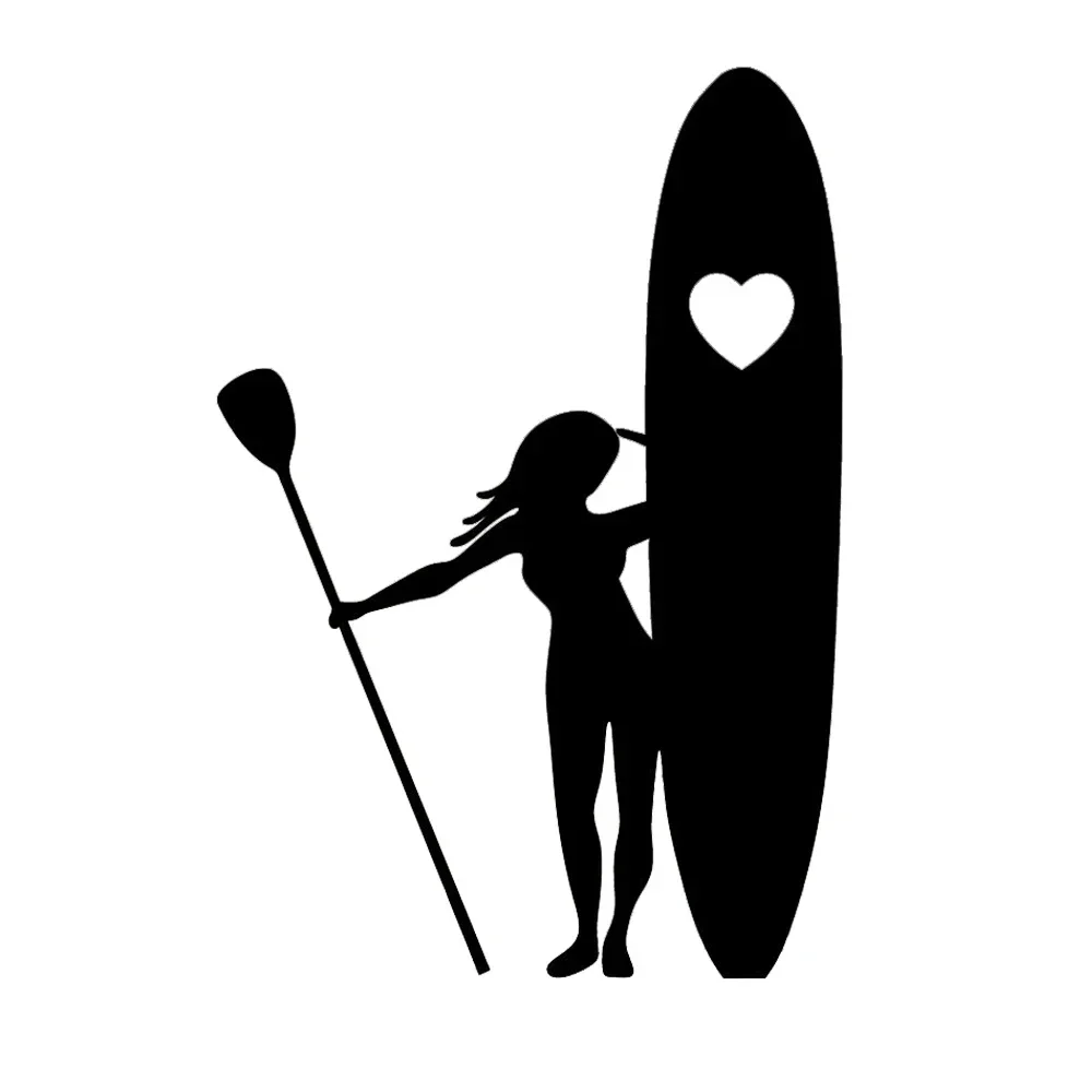 

Girl Stand Up Paddle Boarding Car Stickers Heart Love Surf Beauty Temptation Window Vinyl Decal Car Accessories15cm*10.2cm