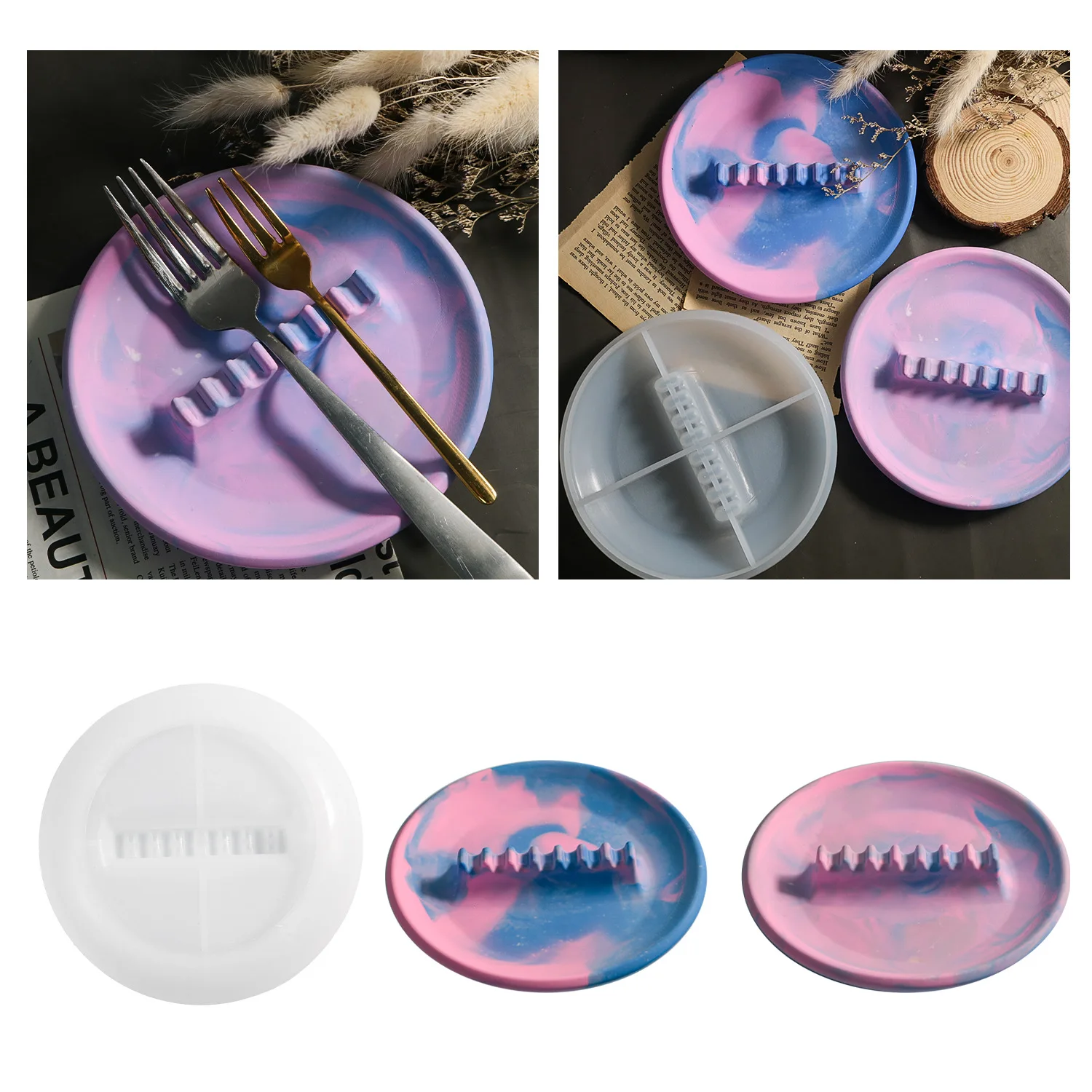 Round Tray Silicone Mold Diy Tableware Storage Plate Mold Pen Jewelry Storage Tray Mold Drip Plaster Concrete Resin Casting Mold