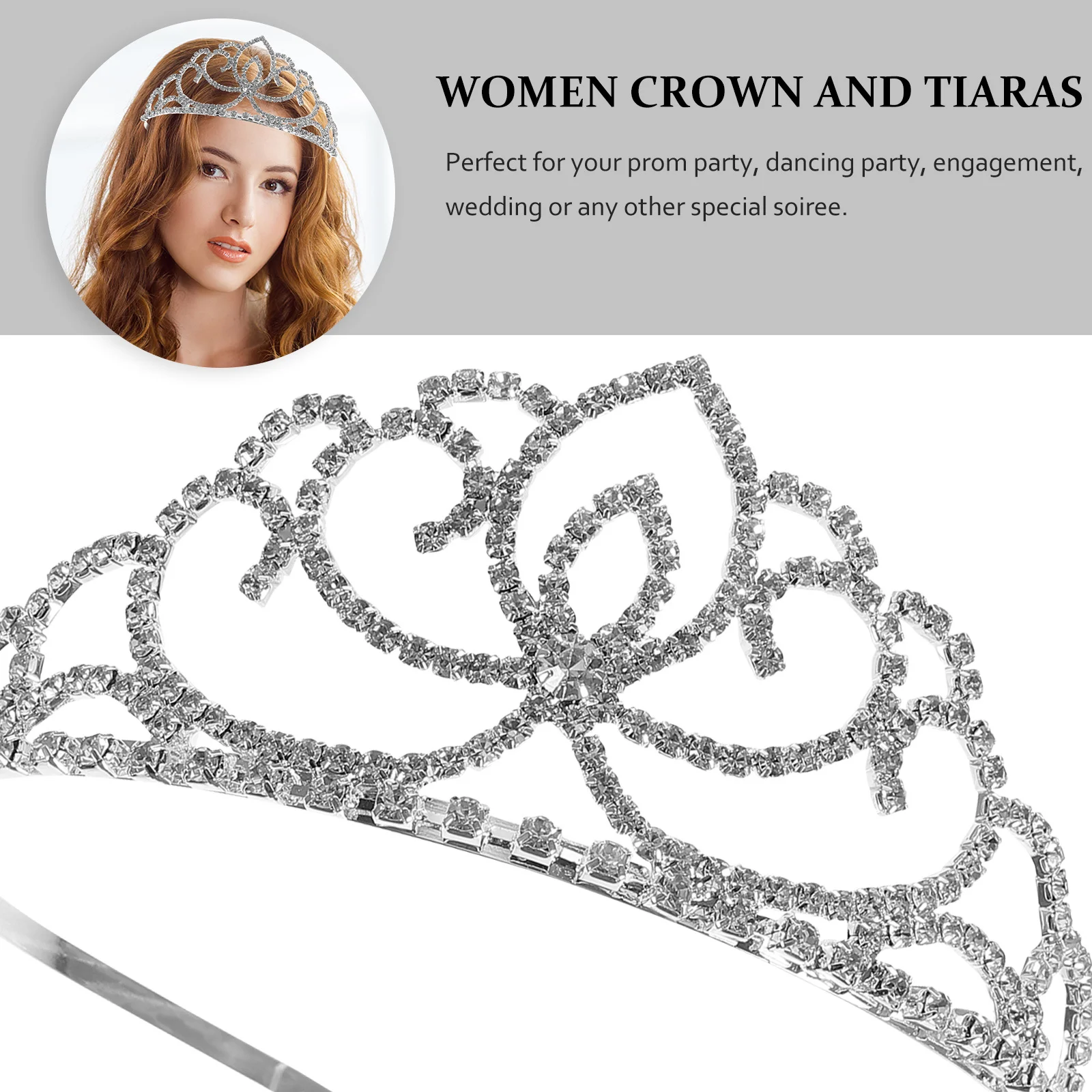 

Crystal Rhinestone Tiara Crown Red Silver Glittering Lightweight Hair Jewelry For Wedding Party Prom Women Soiree