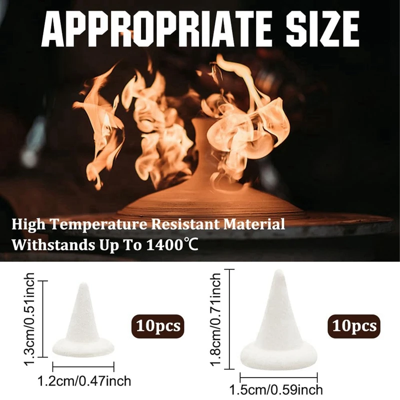 20 PCS Tall Pottery Kiln Moveable Nails  Refractory Support Nails White Alumina Reusable Resistant Pottery Tools