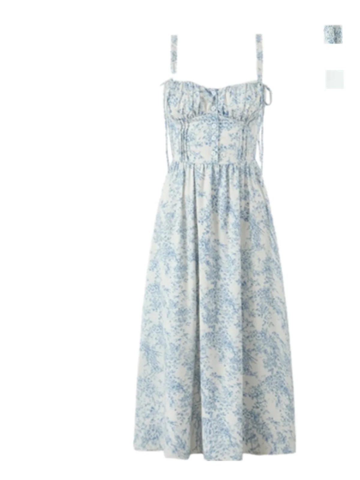 우아한 빈티지 화이트 롱 드레스, 리본 허리 A라인 스커트, 티타임, 해변 휴가, 스퀘어 칼라 여성 드레스