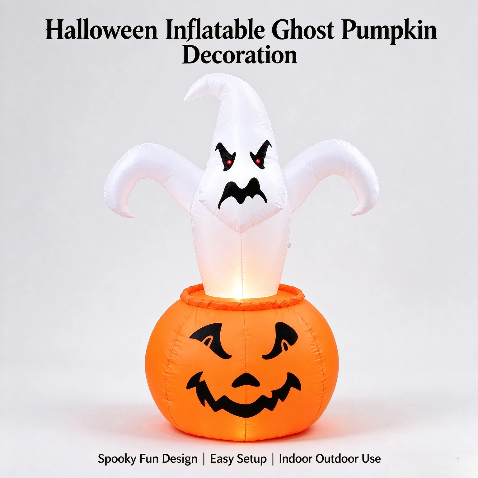 For 1.8m Halloween Inflatable Pumpkin and White Ghost Luminous Outdoor Decoration Large Scale Yard Lawn Party Decor
