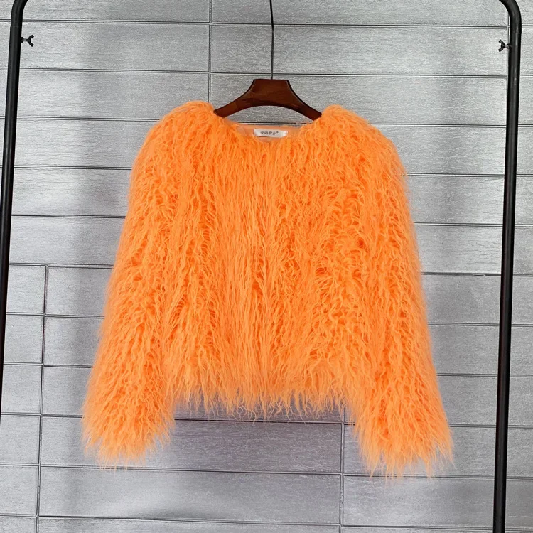 

2024 New Colorful Warm Faux Women Fur Coat Autumn Winter High Quality Fluffy Short Jacket Outerwear Long Seeve Elegant Wear