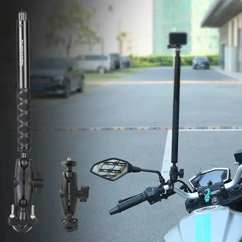 Bicycle Motorcycle Panoramic Selfie Stick Monopod Mount Handlebar Bracket For Insta360 X2 X3 X4 GoPro13 12 11 10 SJCAM Accessory