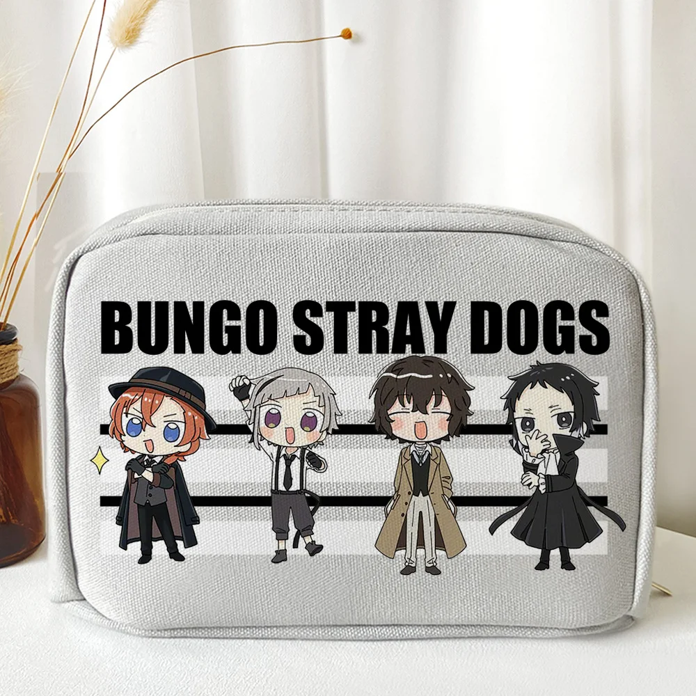 Bungo Zwerfhonden Dazai Osamu Canvas Make-Up Make-Up Tas Grote Capaciteit Etui Briefpapier Opbergzakken Pen Zak Cadeau