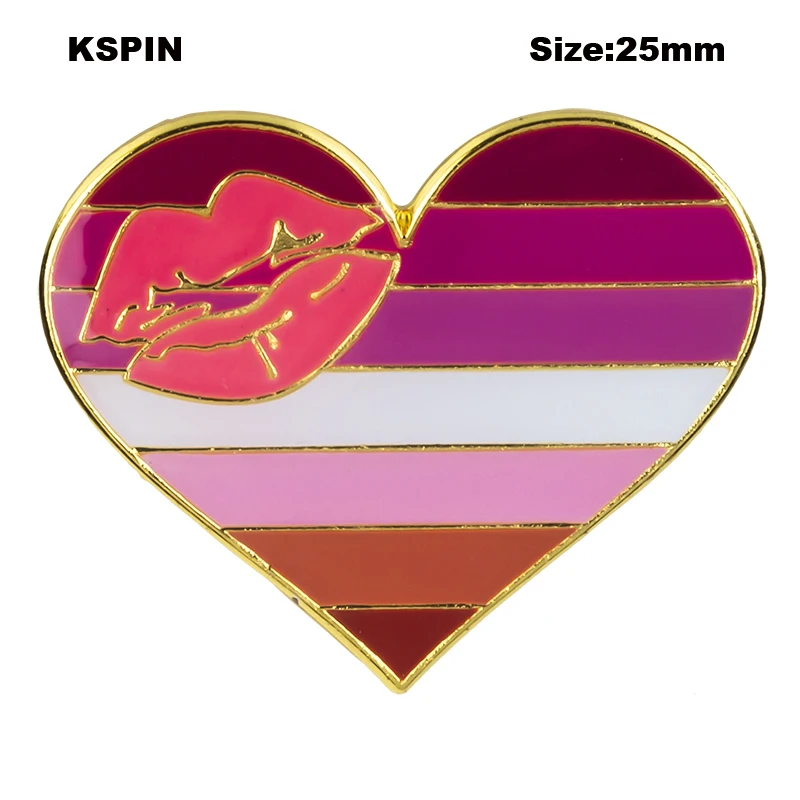 Bear Pride  heart shaped Badge Symbol Pin Metal Badges Decorative Brooch Pins XY0625