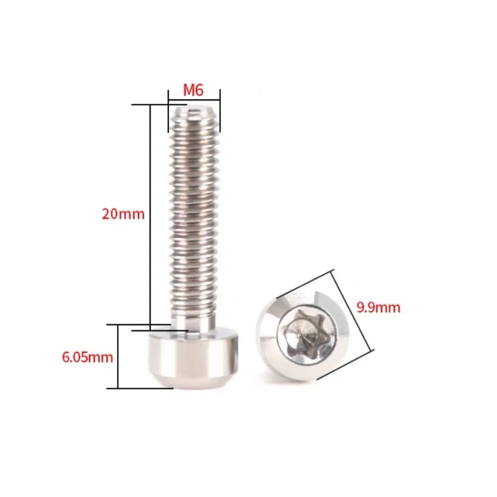Lightweight M6 Titanium Screw Torx Drive Six-Lobe Head Cap Screw Titanium Torx Bolt Motorcycle Upgrade