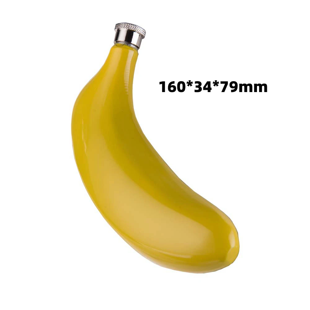 5oz/150ml Banana Hip Flask With Funnel 304 Stainless Steel Portable Pocket Alcohol Whiskey Hip Flask Simulate Banana Wine Bottle