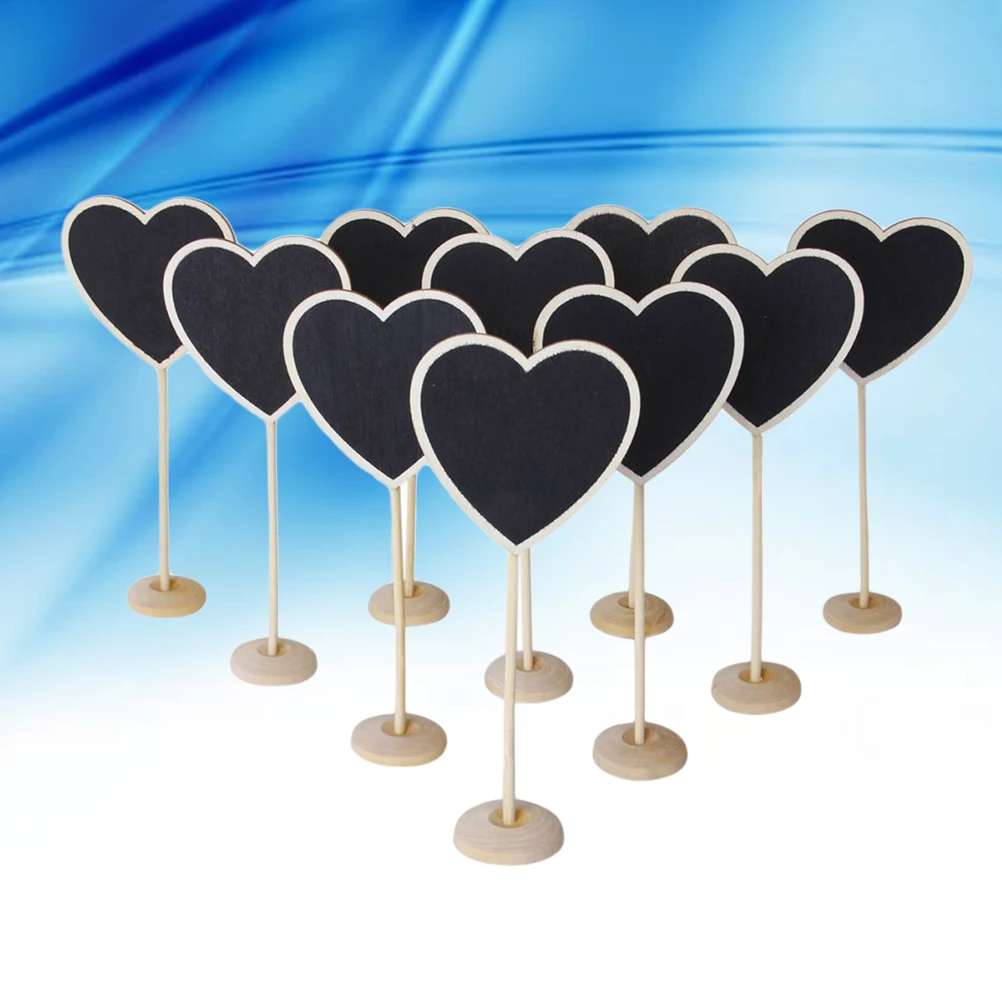 12 ชิ้น Mini 37 มิลลิเมตร Base Party กระดานดําไม้พร้อมฐานข้อความกระดานดํา 18x75 มิลลิเมตรการออกแบบคลิป Quirky ข้อความตกแต่งของขวัญ