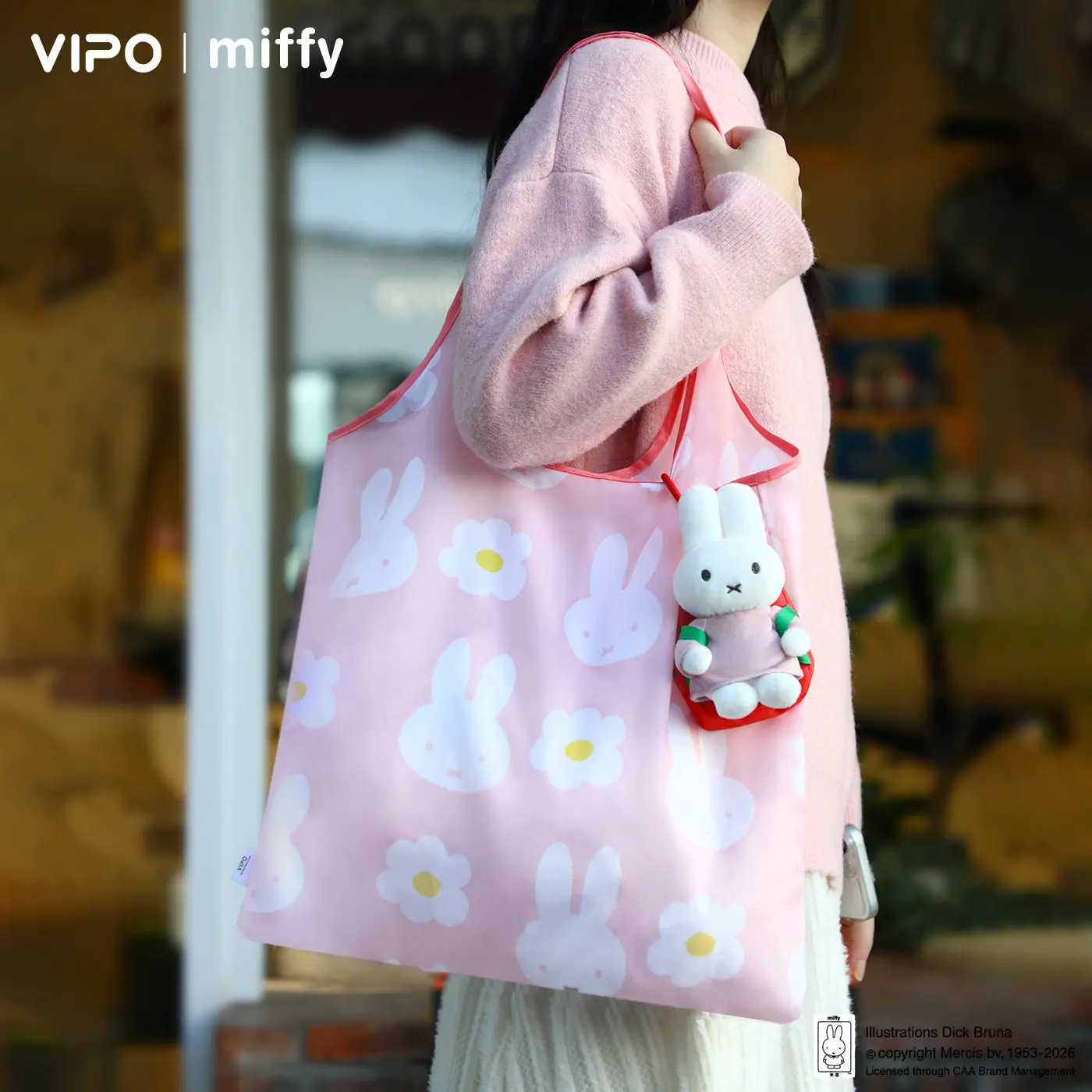 

New Genuine Miffy Cute Backpack Pendant Foldable Reusable Shopping Bag Eco-Friendly Portable Supermarket Tote Bag Doll Toy Gift
