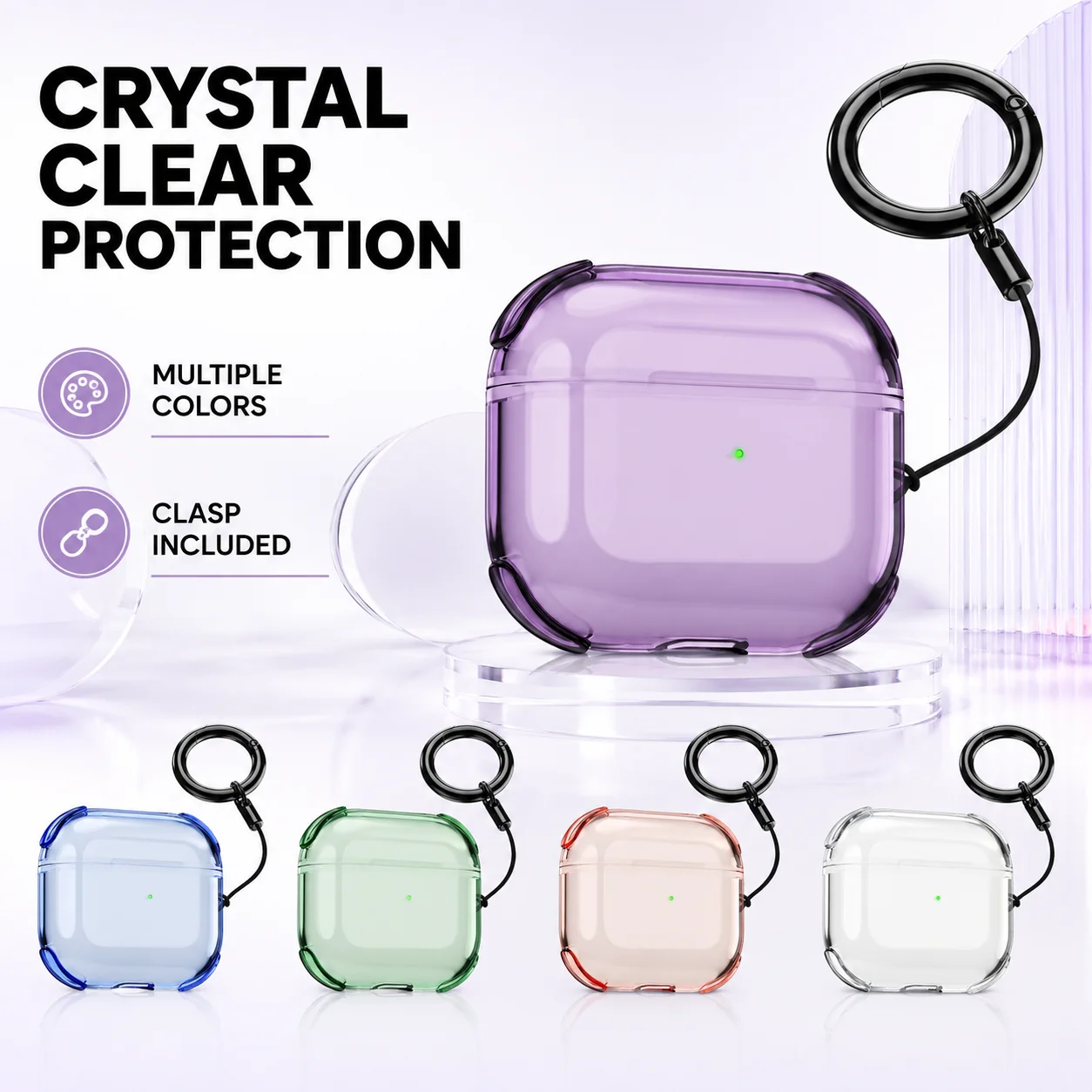 Clear Protective Case for AirPods Pro 3 Pro 2 4 3 Pro3 Wireless Earbuds Charging Box Transparent TPU Shell Cover With Lanyard