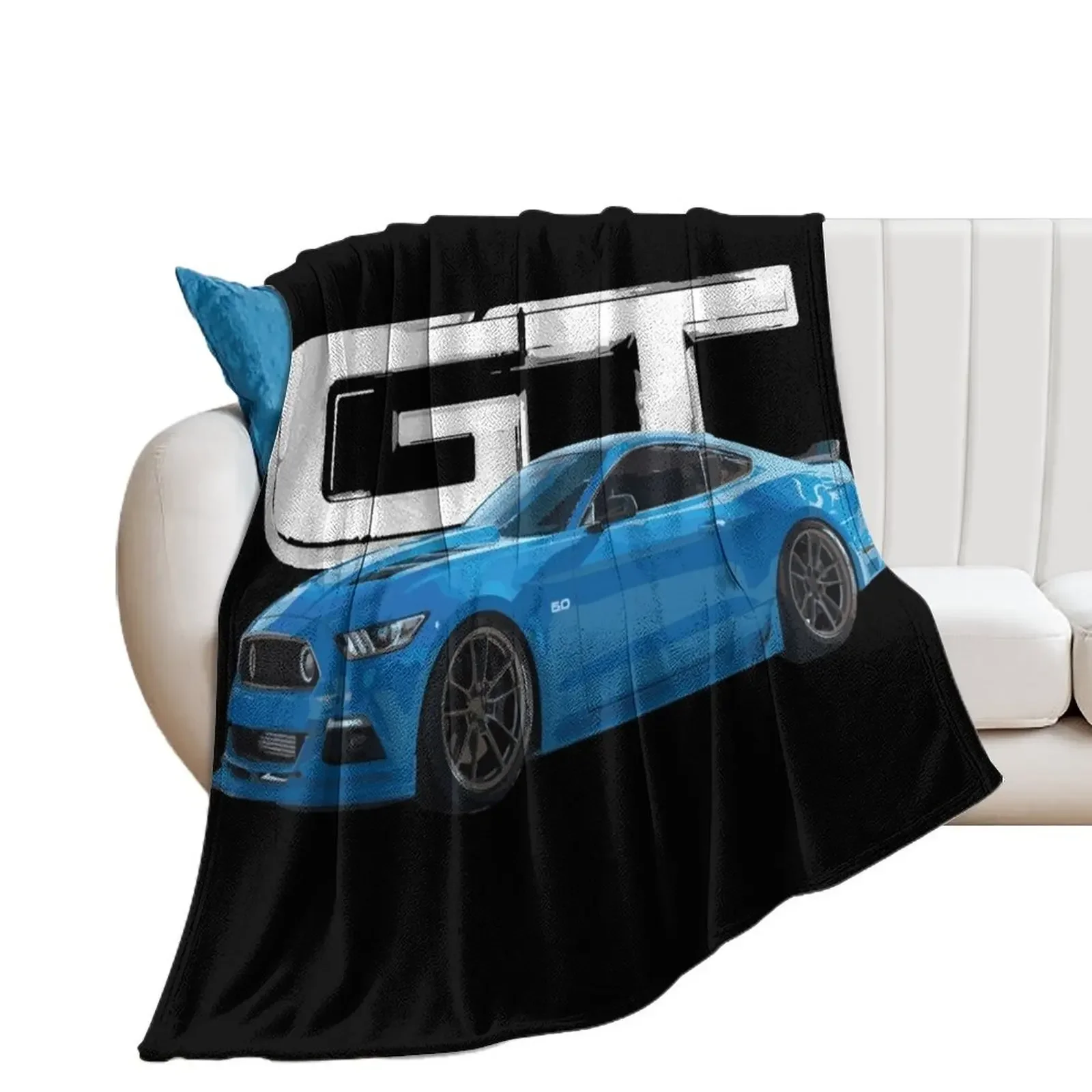 

s550 Grabber Blue Mustang GT 5.0L V8 usa Throw Blanket Soft Plush Plaid Personalized Gift Loose Blankets