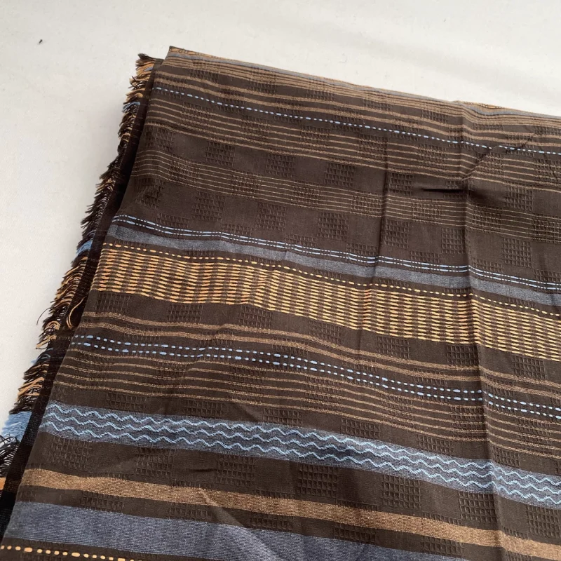 

Retro geometric dark pattern jacquard color-woven colorful striped cotton fabric shirt dress diy fabric