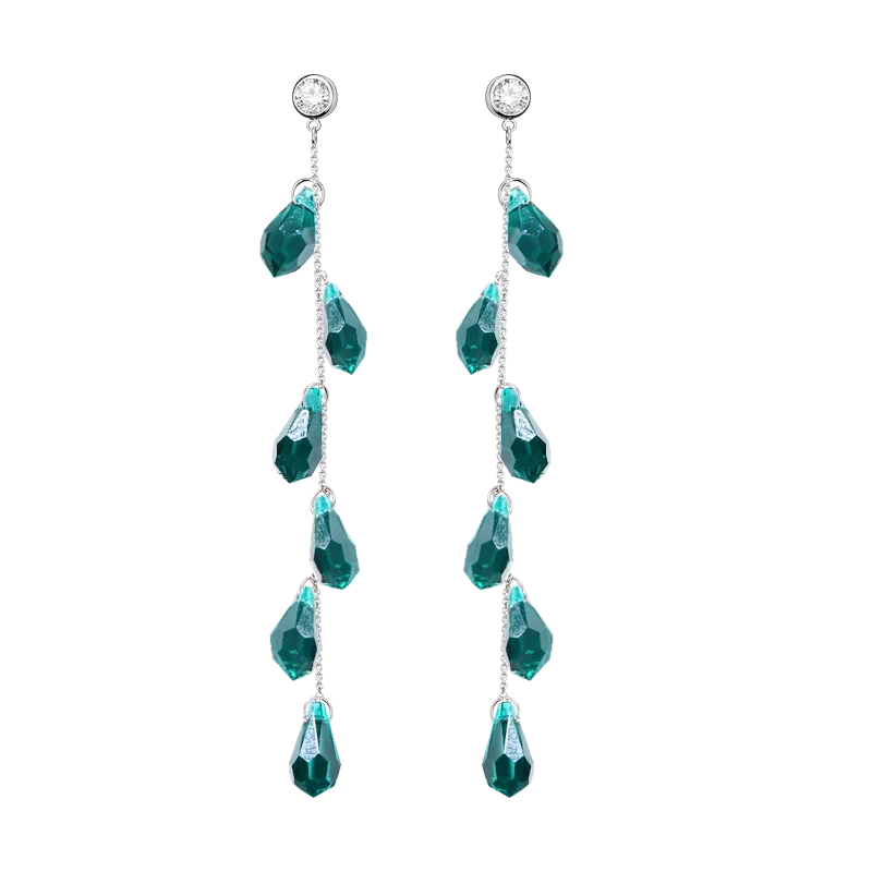 Bohemian Tassel Drop Earrings Long Pendant Crystals from Austria Beads Jewelry Silver Color For Women Wedding Party Christmas