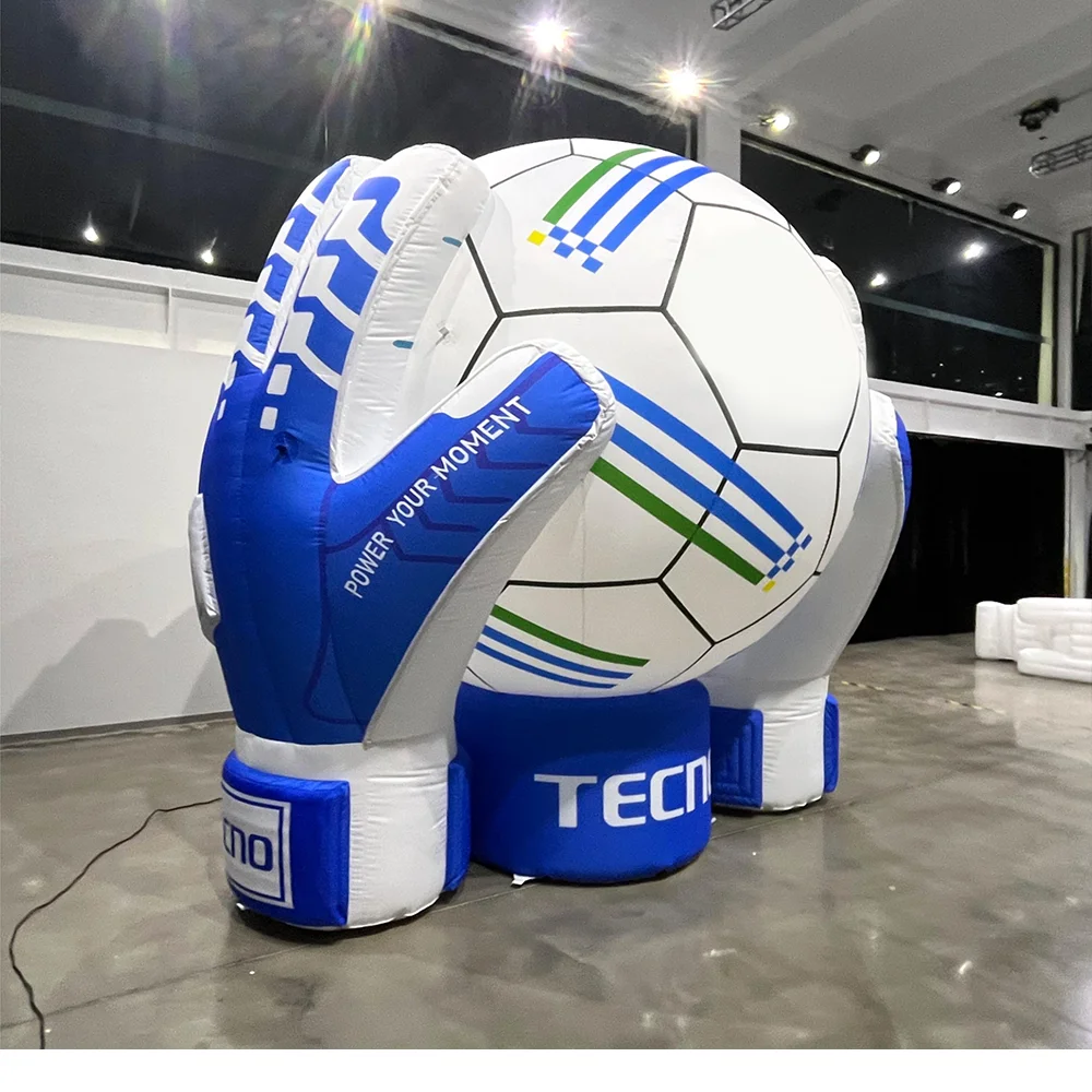 Custom PVC Inflatable Football Helium Balloon for Sports Advertising Inflatable Giant Football for World Cup Football Event LED
