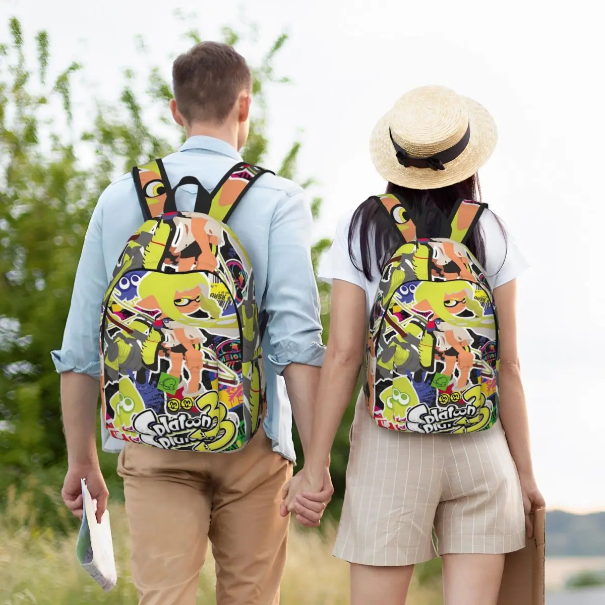 Cartoon Popular Splatoon Game Student Backpack School Bag Hiking Travel Daypack for Men Women Bookbag Shoulder Bags