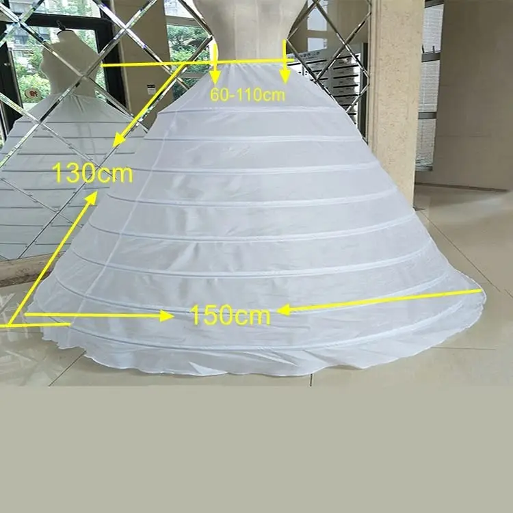 Sensual Looking Fancy Clingy White 8 Hoops Petticoat Crinoline Slip Underskirt for Wedding Dress Bridal Gown