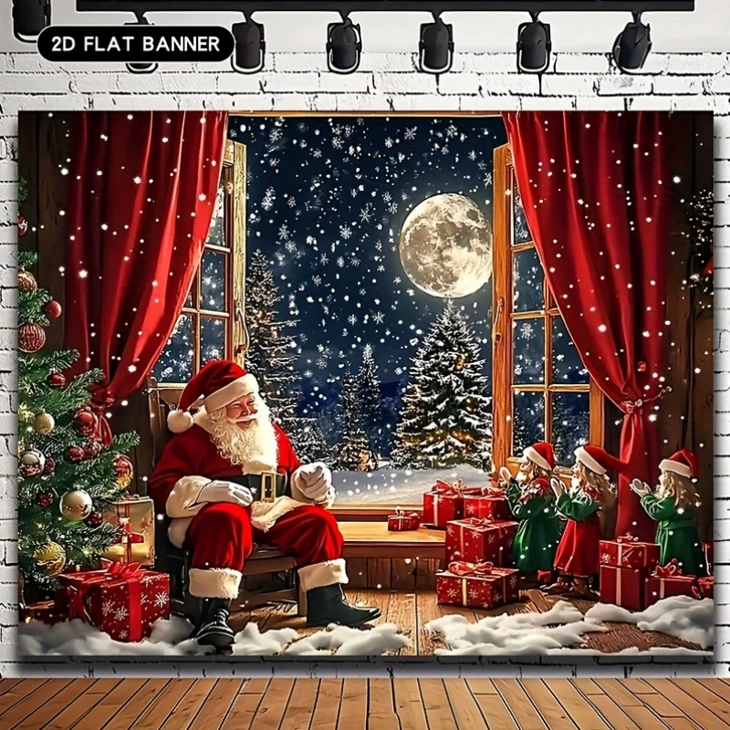 VIKAMA Weihnachtsmann Schneeszene Wandteppich Wohnzimmer Feature Wand Raumdekoration Weihnachtsthema Arrangement