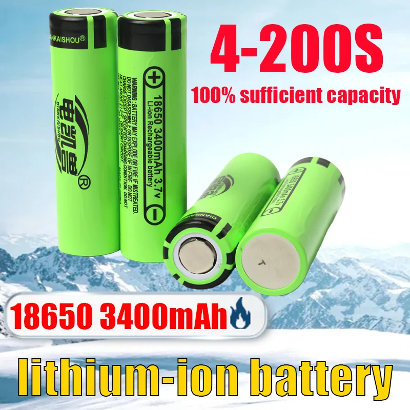 جديد الأصلي 18650 بطاريّة ليثيوم قابلة لإعادة الشحن 3.7 فولت 3400 مللي أمبير 18650 1000 دورة 4.2 فولت 10A لبطاريات تخزين الطاقة مصباح يدوي #1