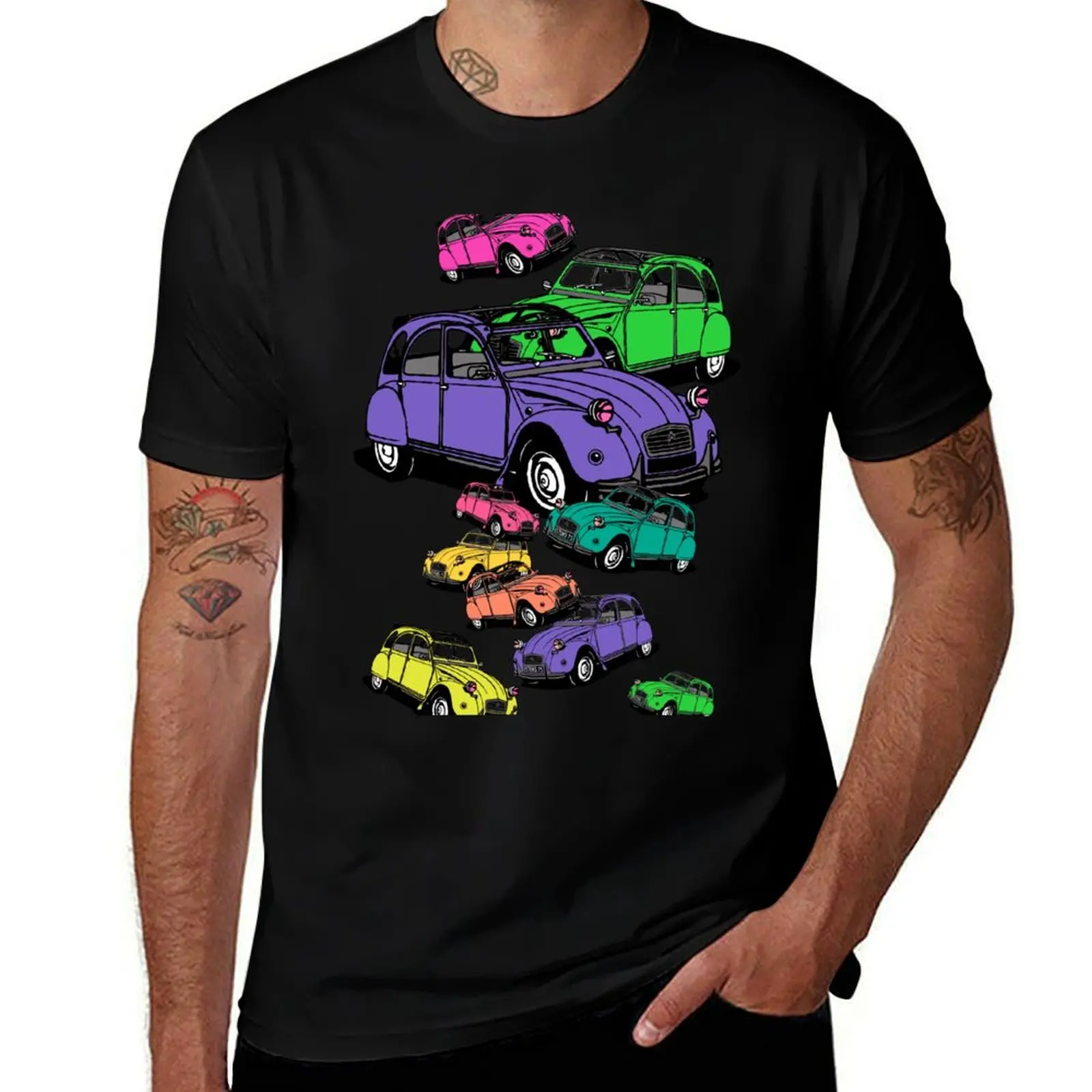 

Citroen 2cv, colorful classic cars Hidden object T-Shirt plus size clothes customs mens t shirt graphic
