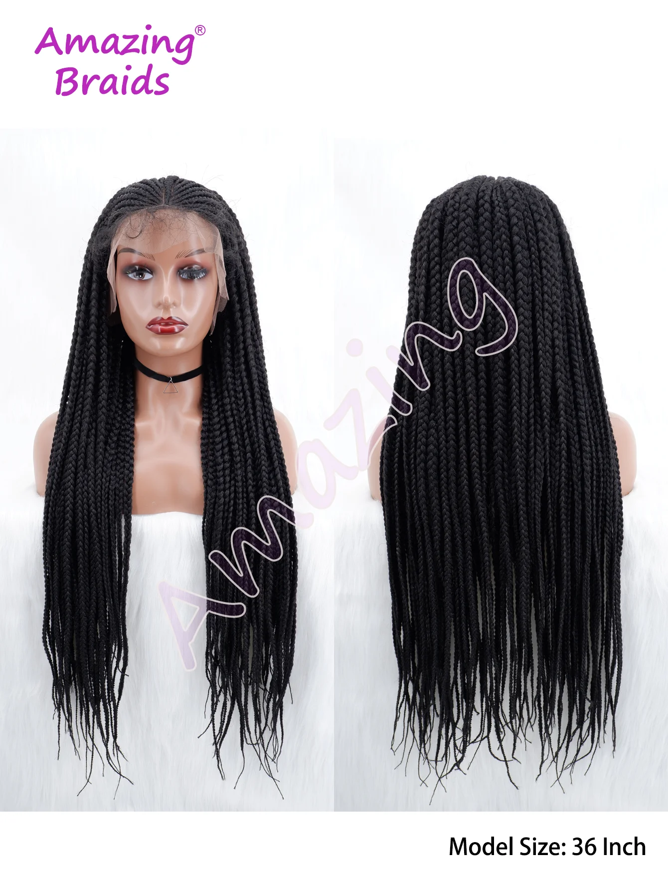 

36" Synthetic Cornrow Braided Lace Front Wigs for Women Box Braids Wig with Baby Hair 13x6 Cornrow Lace Front Wigs