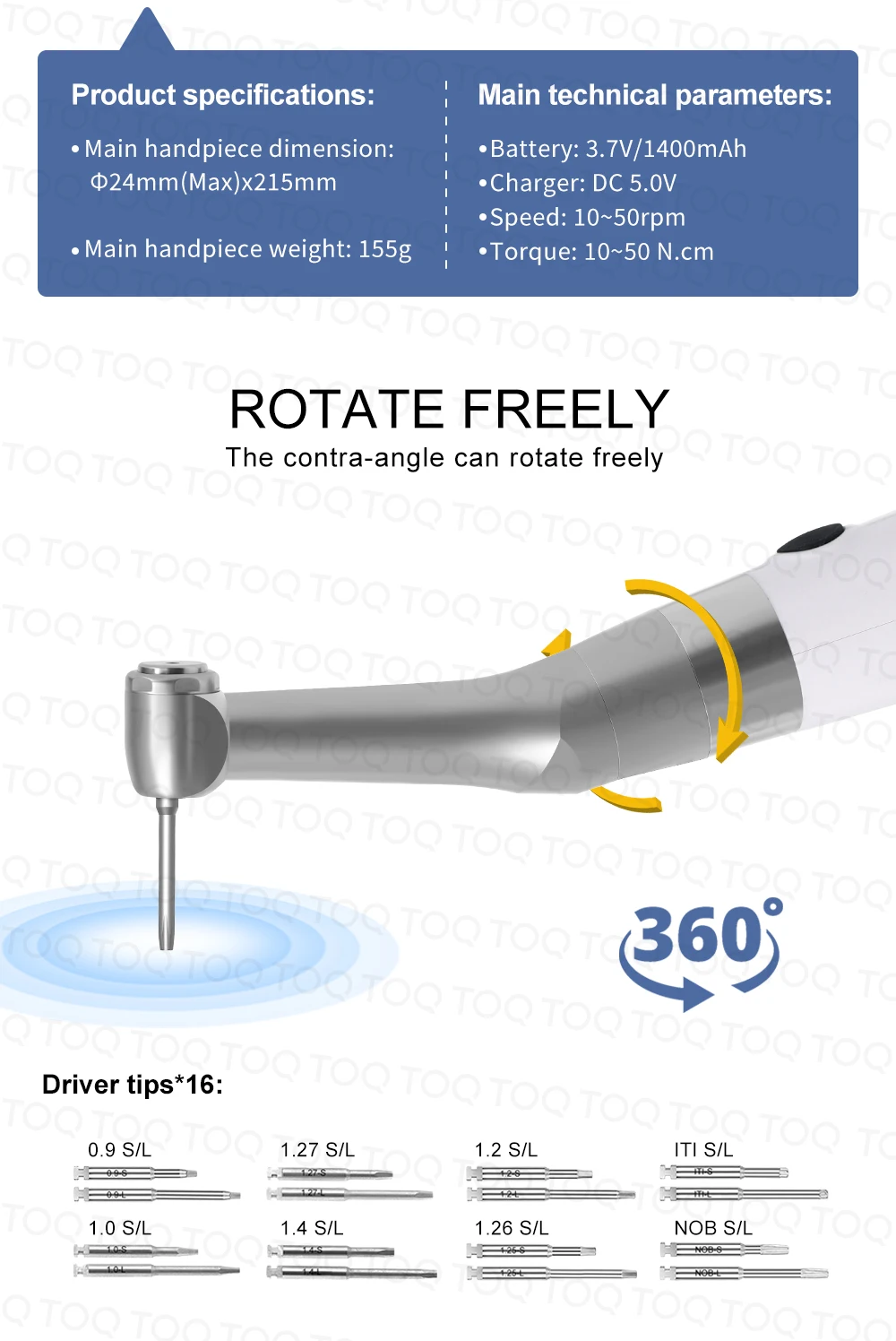 Portable Dental Implant Torque Electric Wrench Torque Driver Dentistry Universal Implant Repair Tools with 16Pcs Screws
