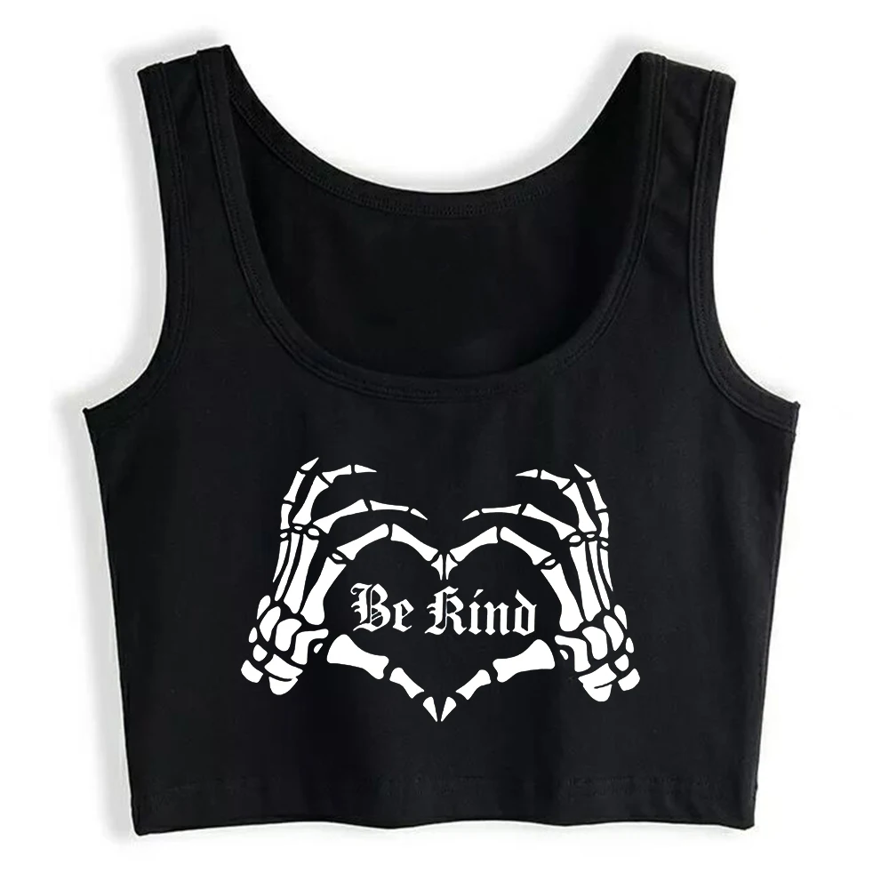 Be Rind Skeleton Hand Graphic Sexy Slim Crop Top Girl's Funny Creepy Outfit Bones Grunge Alternative Tank Tops Gothic Camisole