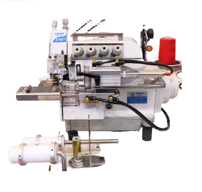 New Design ZY987T-4DAGL Flat-Bed Cylinder Neckline Over Lock Industrial Sewing Machine With Engine & Motor High-Speed