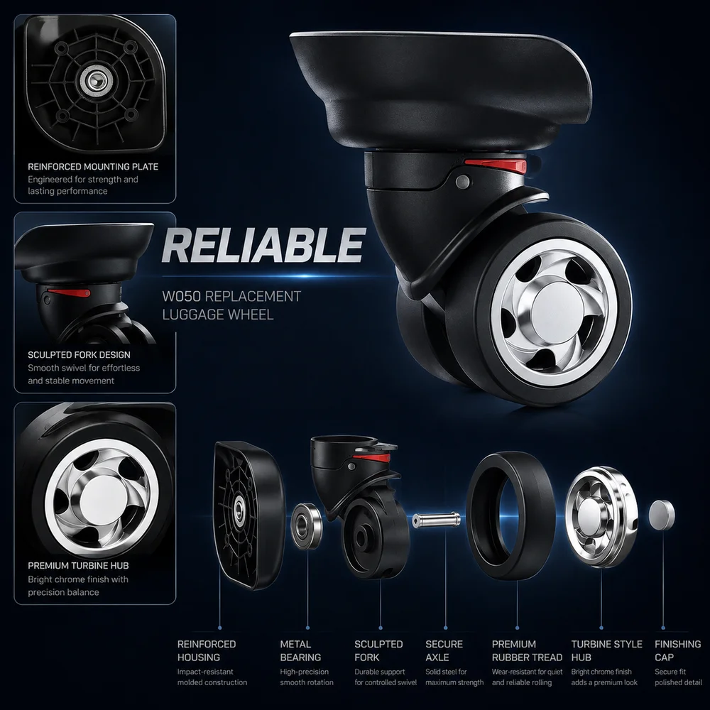Universal Luggage Wheels for American Tourister ACE D-189 360° Swivel Caster Replacement Suitcase Roller Accessories with Screws