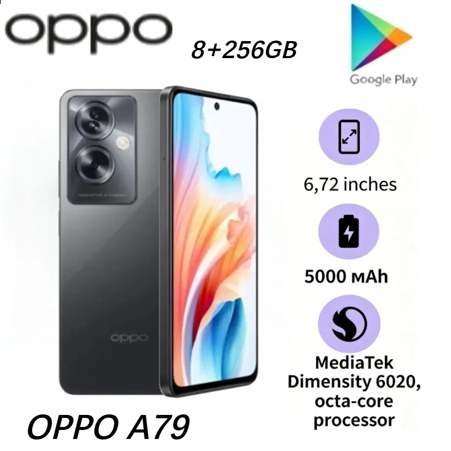 

2026 new OPPO A79 Smartphone 2026 8+256GB Face Recognition Fast Charging Full-Screen Display Backup Phone for Students