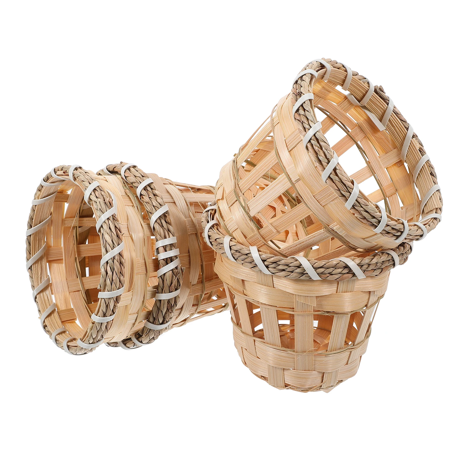 

4 Pcs Bamboo Lampshade Woven for Table Mini Decor Miniature Light Hand-woven Shades
