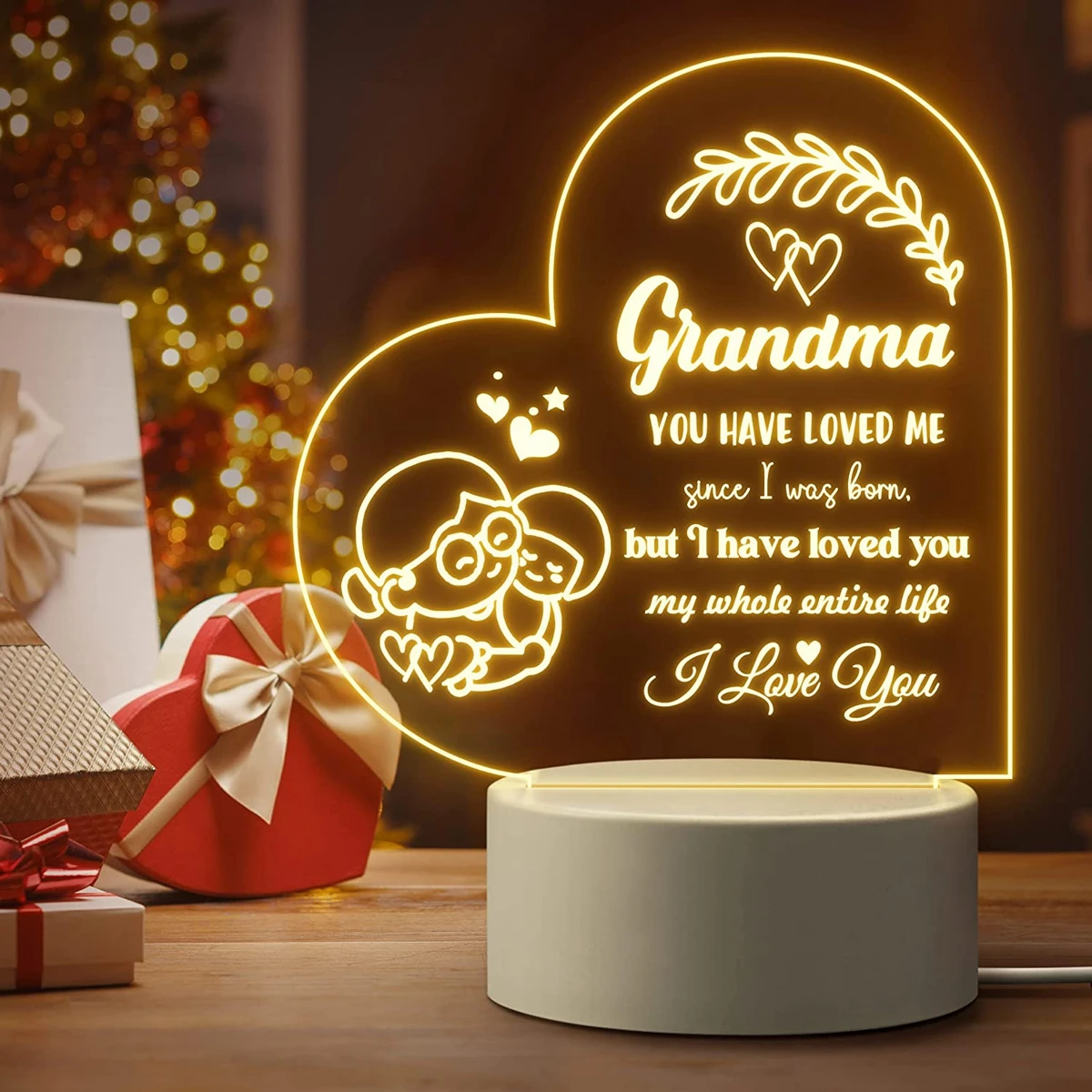 1pc Grandma Birthday Gifts Night Light, Grandma Christmas Gifts, LED Lamp Present For Grandmother, Grandma Day Gifts