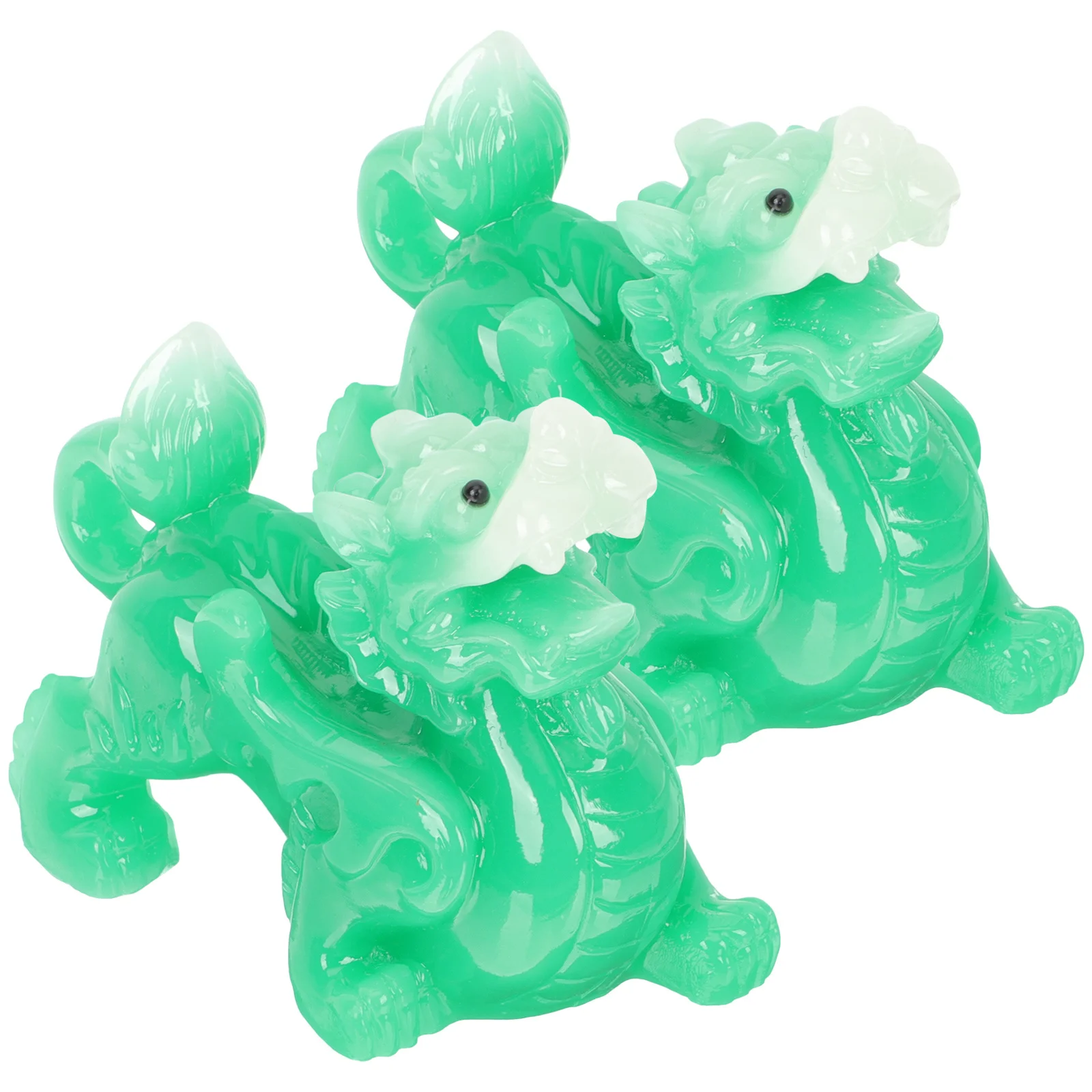 

2Pcs Luck Animal Statue Resin Figure Decorative Desktop Home Office Shelf Ornament Animal Statue Housewarming Gift