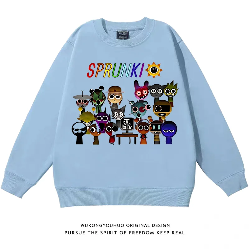 

Sprunki Music Game Themed Hoodie Unisex Fleece round Neck Sweatshirt Casual Outerwear for Students Autumn Winter Cotton Blend