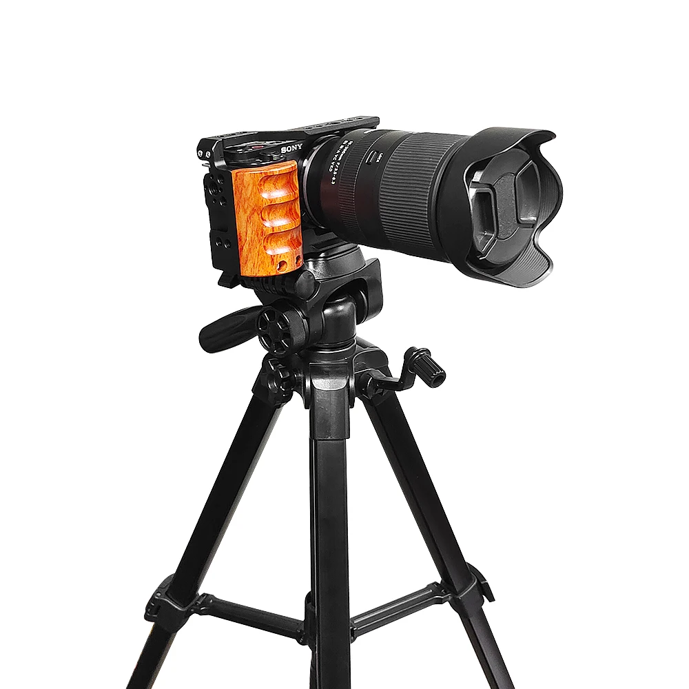 Sony ZV-E10Full Cage camera With Wooden Handle cold shoe Rabbit cage support bracket Stabilizer for video led microphone tripod