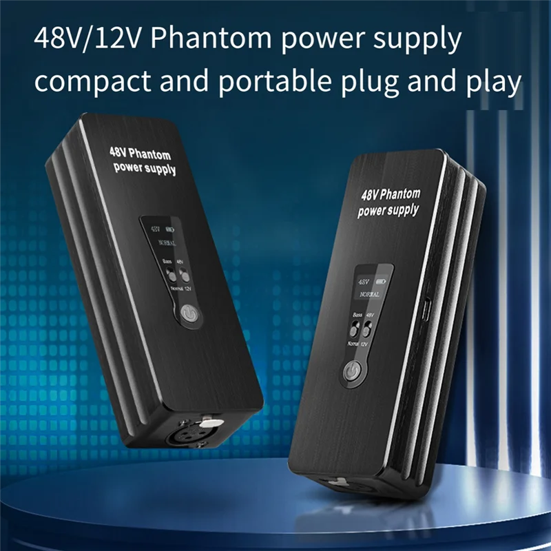 

New-Phantom Power Supply 48V 12V Switch Rechargeable Portable For Condenser Microphones Mic Preamp Record Studio