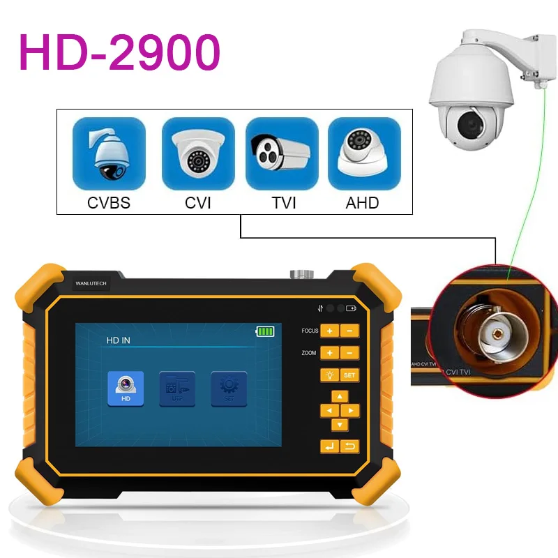 HD-2900 4.3 Inch CCTV Camera Tester 8MP CVI TVI  CCTV Tester AHD Analog 4 IN 1 HD Security Video Monito CVBSCCTV Camera Tester