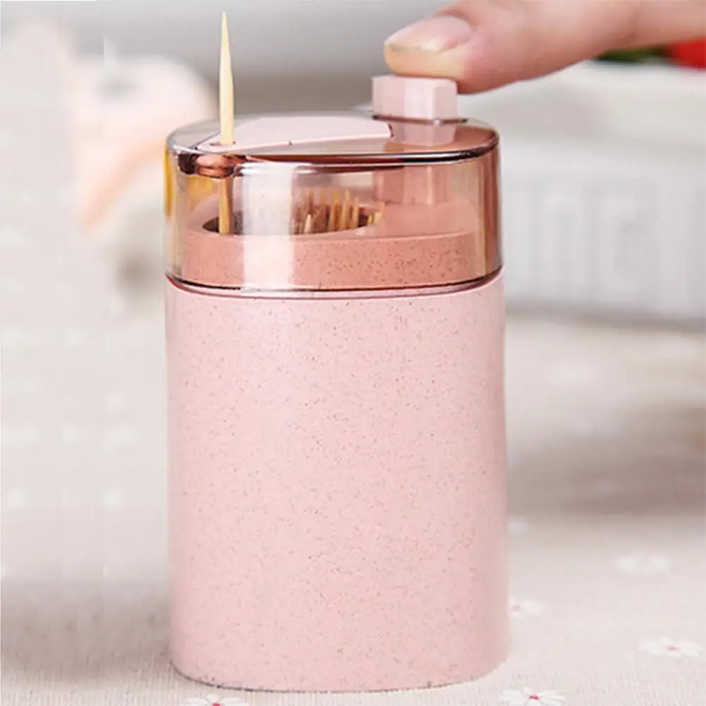Toothpick Holders Wheat Straw Hand Press Toothpick Box Dinning Room Nordic Toothpick Can Storage Organizer Decoration