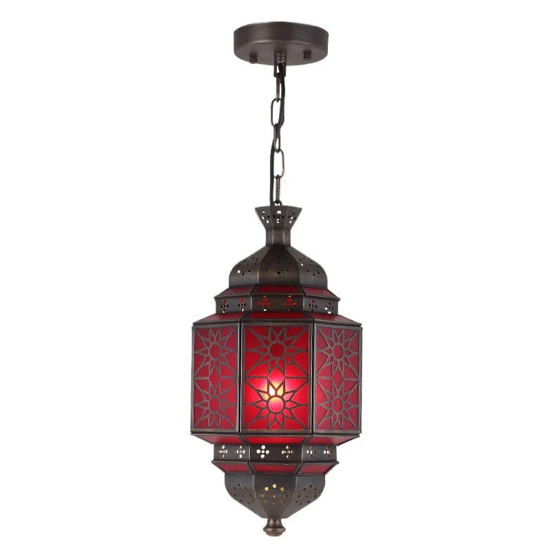 

Arabian Classical Copper Flower Art Restaurant Clubhouse, Aisle Corridor Stained Glass Chandelier