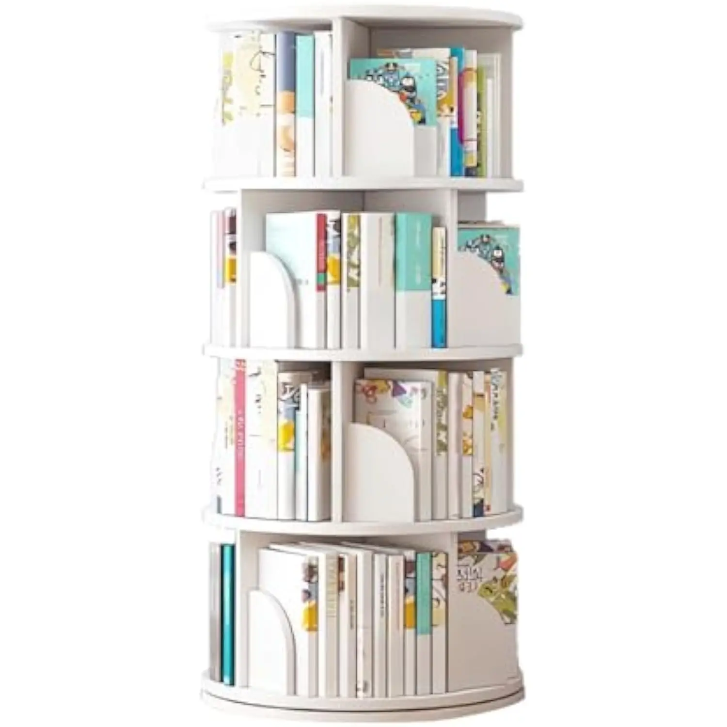 

Rotating Bookshelf Tower, Circular Bookshelf for Kids&Adults, 18 in Wood 360° Floor Standing Book Storage Rack, 4/5 Tier Spinni