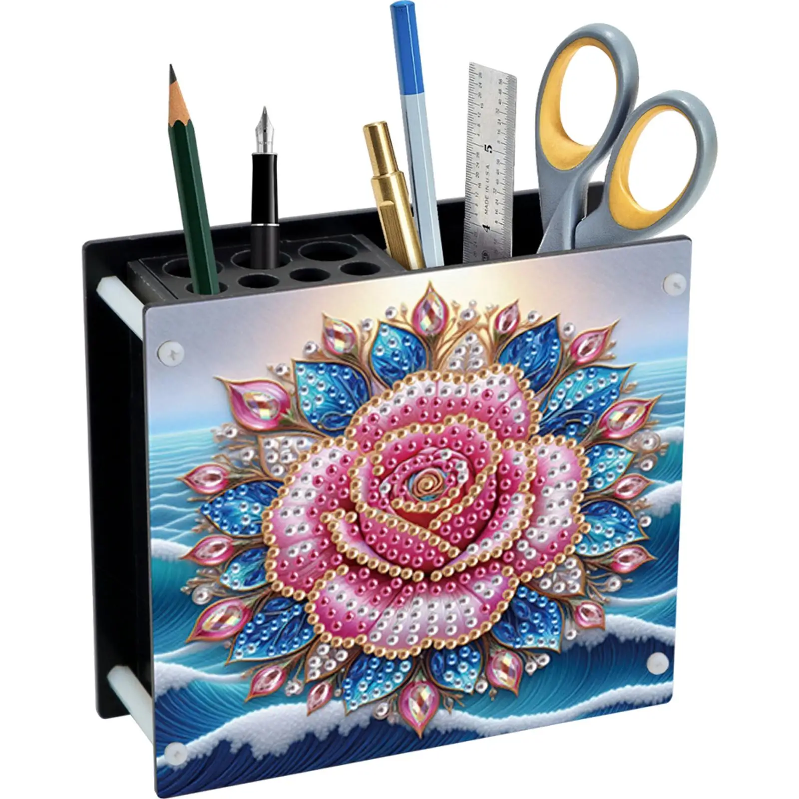 

DIY Flower Acrylic Diamond Painting Pen Holder Rhinestone Art Desk Organizer