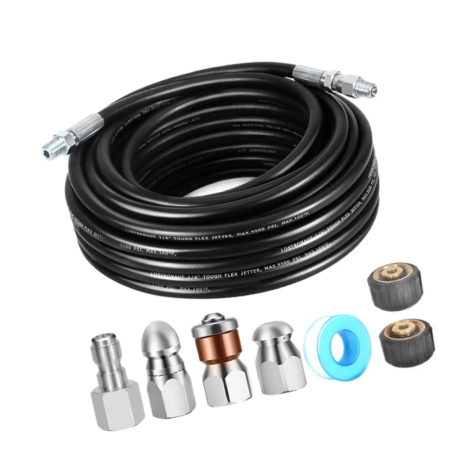 

Pressure Washer Sewer Jetter Kit 49ft Hose for Indoor Sewer Driveways Roofs