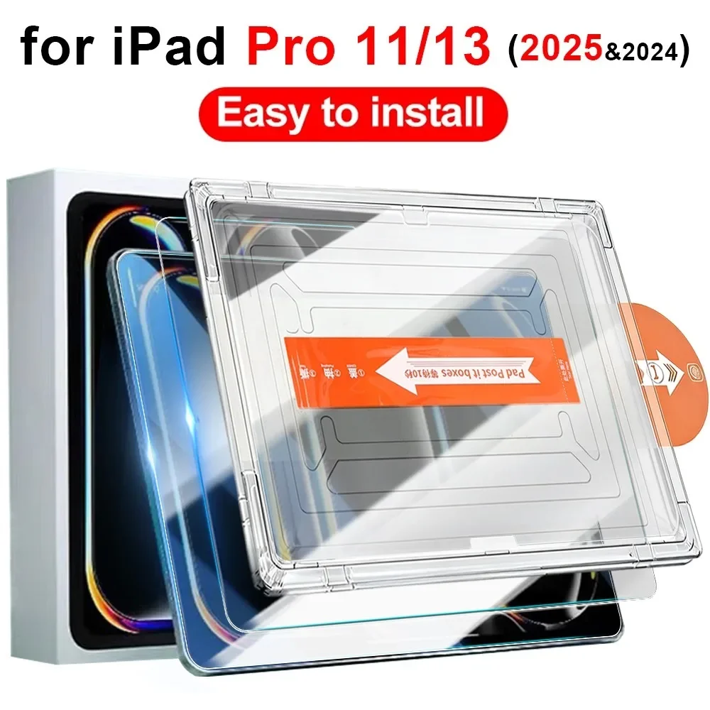 

1Pack Dust Free Quick Installation Screen Protector for Apple IPad Air Pro 11 13 Inch A16 11th 10th 2025 HD Tempered Glass Films